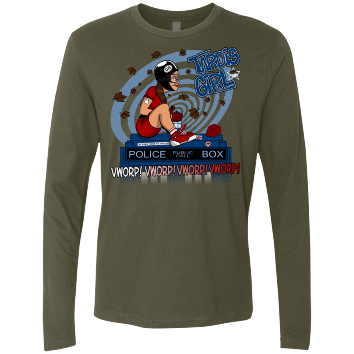 T-Shirts Military Green / Small Tardis Girl Men's Premium Long Sleeve