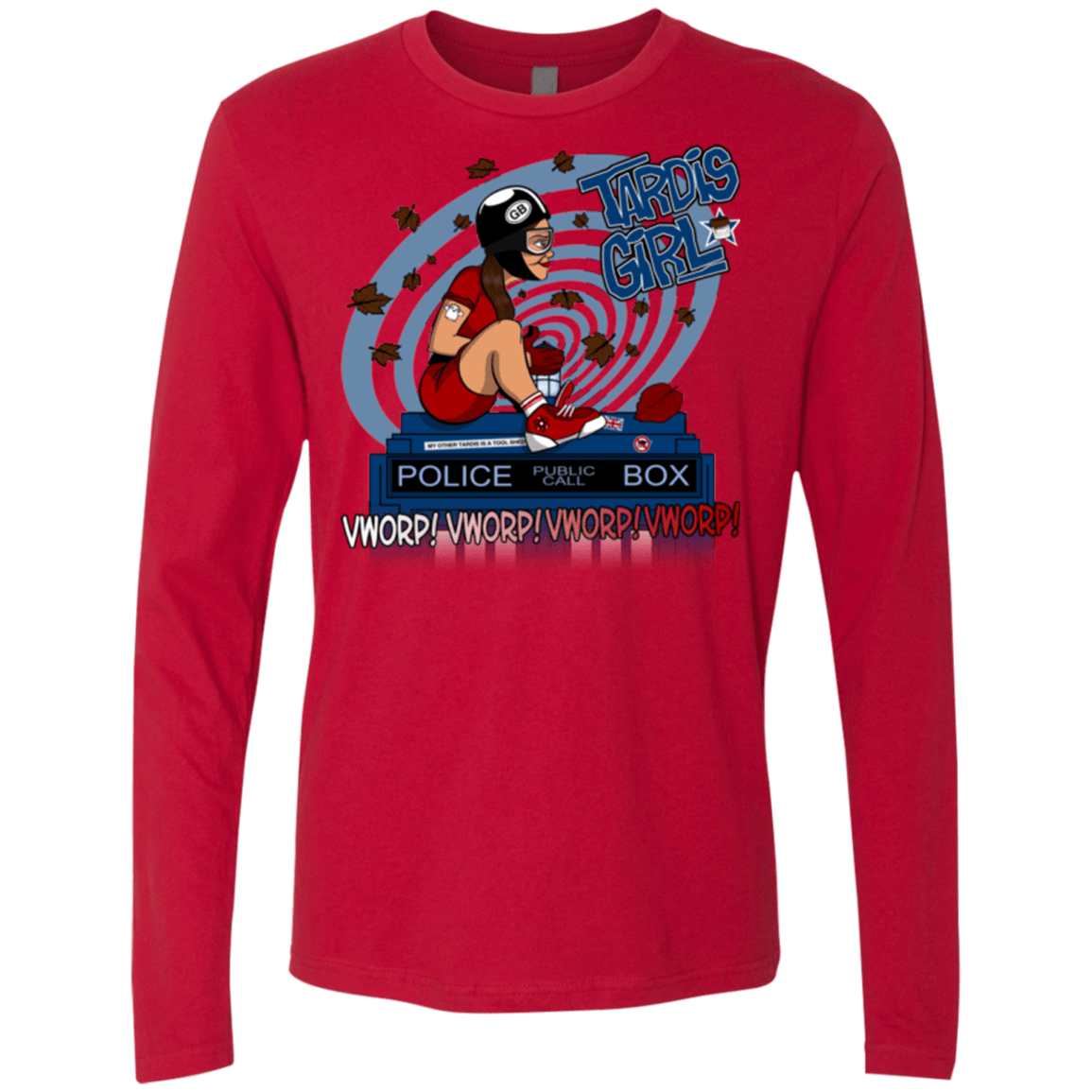 T-Shirts Red / Small Tardis Girl Men's Premium Long Sleeve