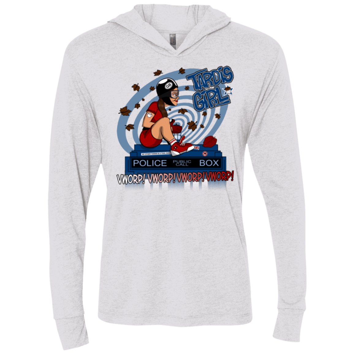 T-Shirts Heather White / X-Small Tardis Girl Triblend Long Sleeve Hoodie Tee