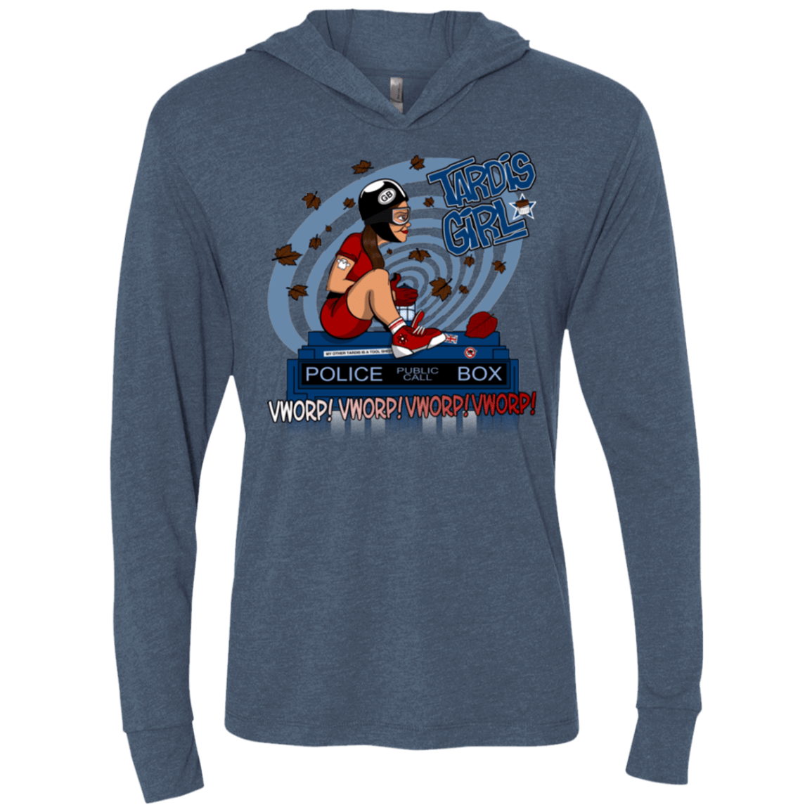T-Shirts Indigo / X-Small Tardis Girl Triblend Long Sleeve Hoodie Tee