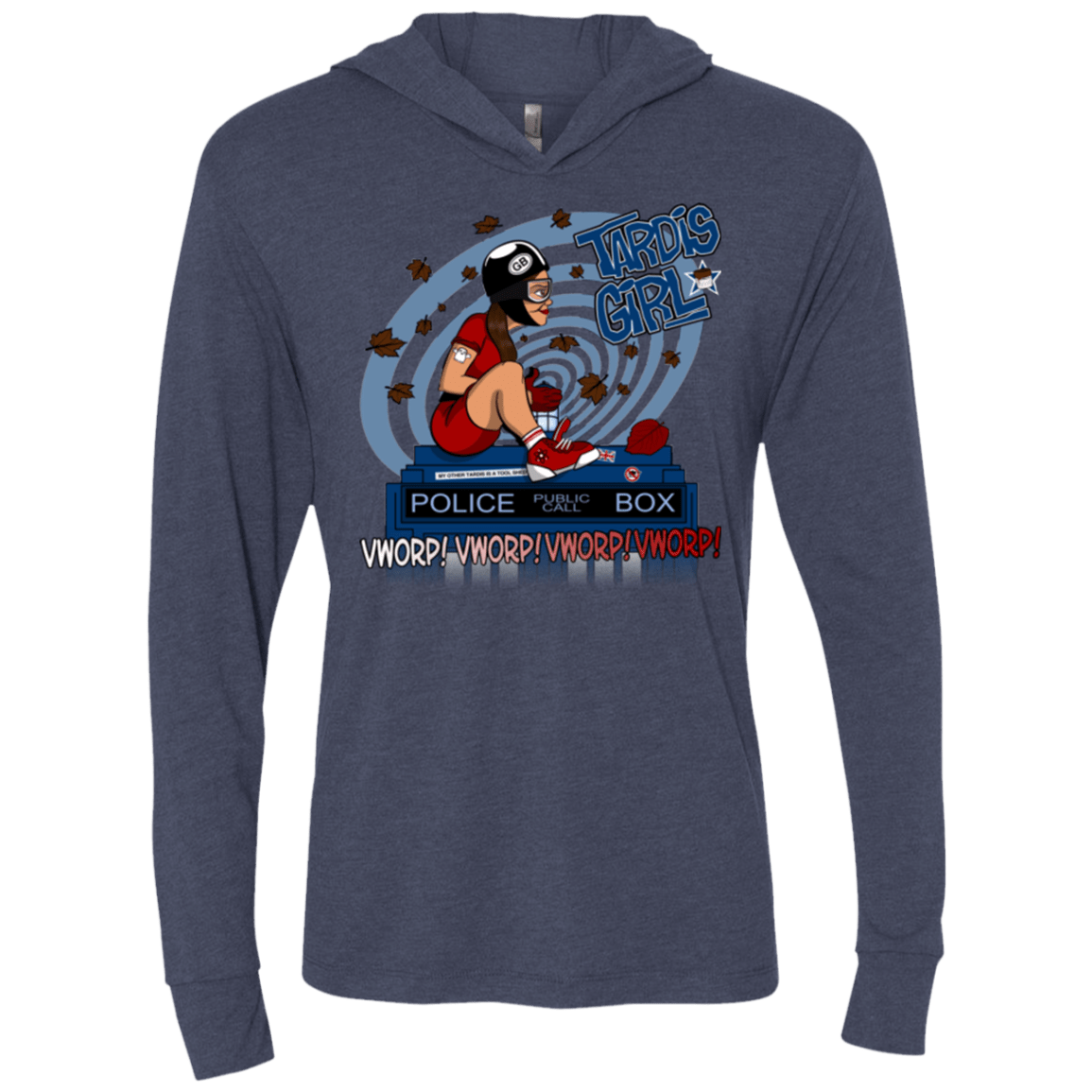 T-Shirts Vintage Navy / X-Small Tardis Girl Triblend Long Sleeve Hoodie Tee