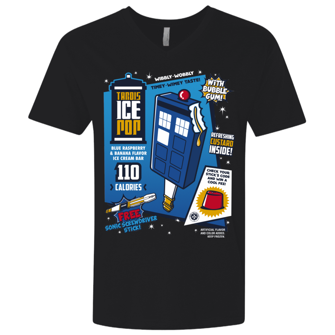 T-Shirts Black / X-Small Tardis Ice Pop Men's Premium V-Neck