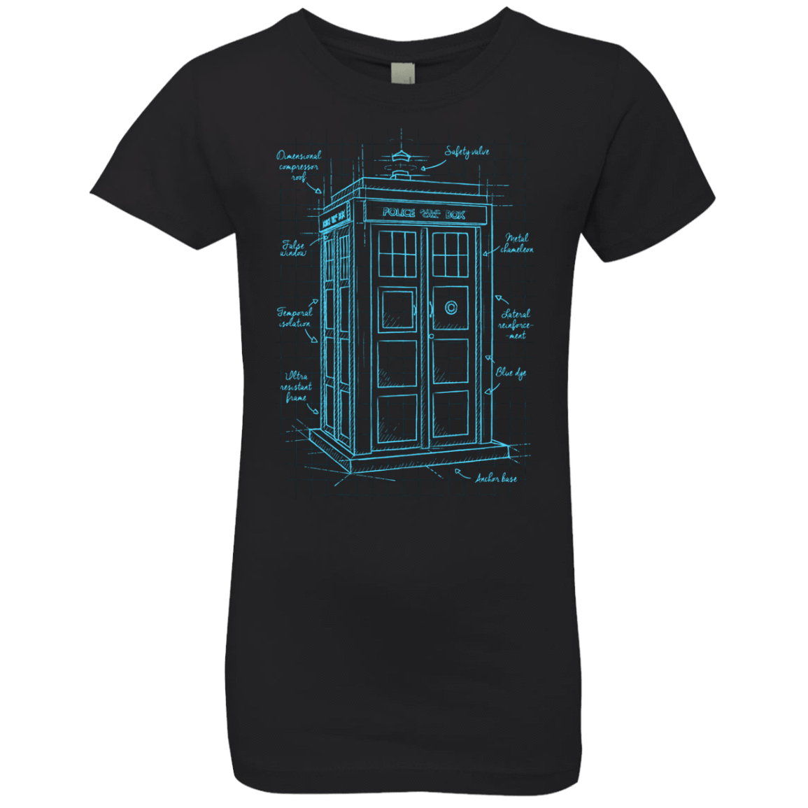T-Shirts Black / YXS Tardis Plan Girls Premium T-Shirt