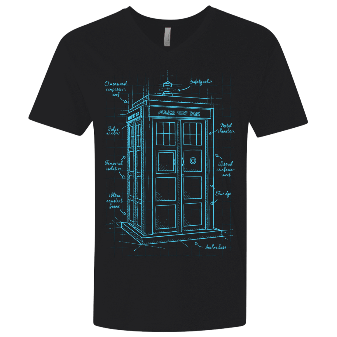 T-Shirts Black / X-Small Tardis Plan Men's Premium V-Neck