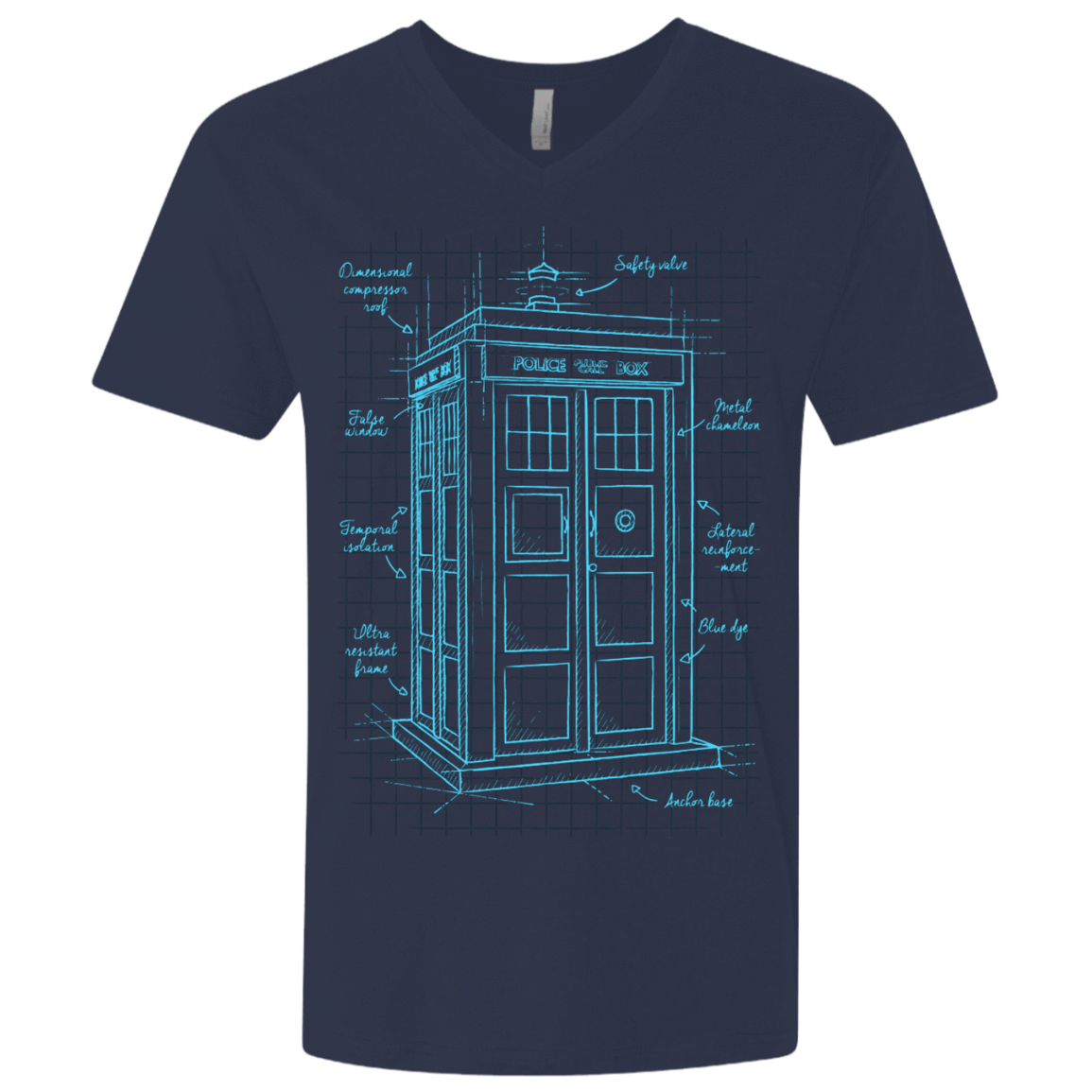 T-Shirts Midnight Navy / X-Small Tardis Plan Men's Premium V-Neck