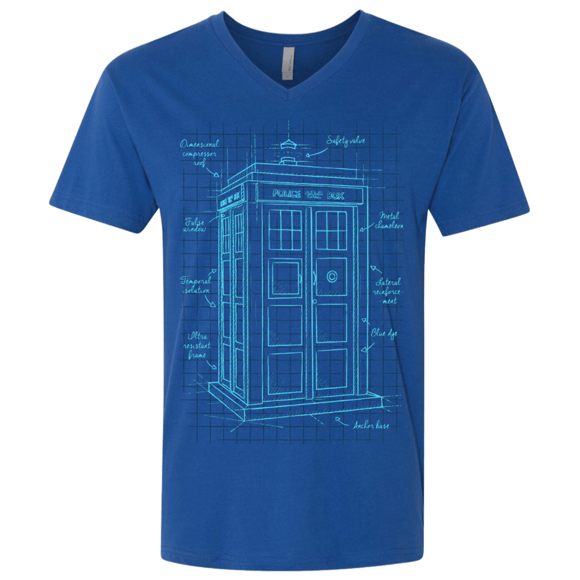 T-Shirts Royal / X-Small Tardis Plan Men's Premium V-Neck