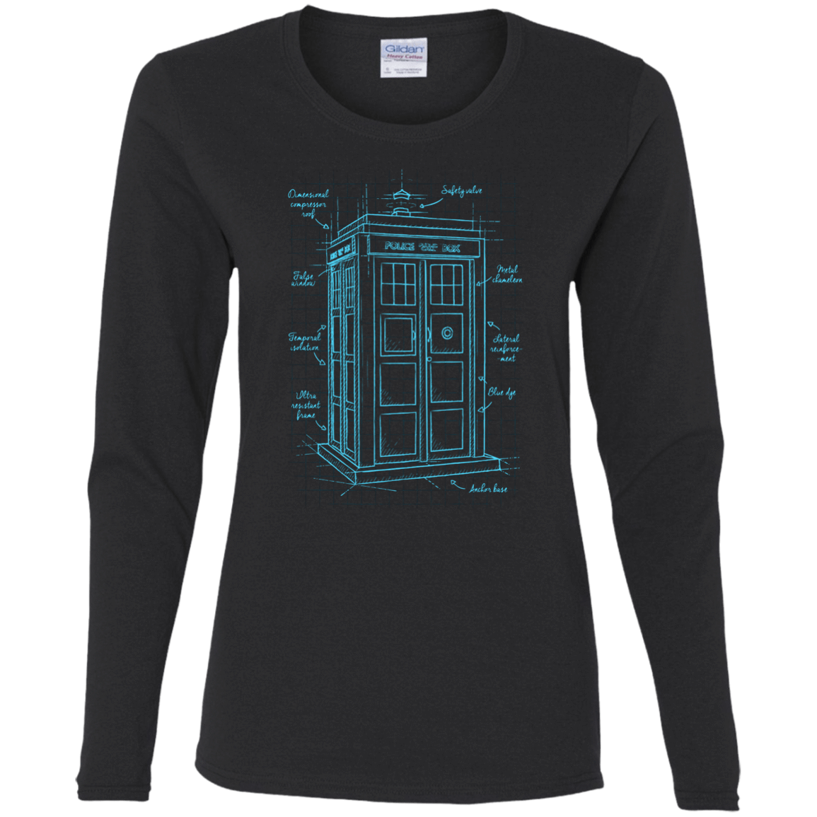 T-Shirts Black / S Tardis Plan Women's Long Sleeve T-Shirt