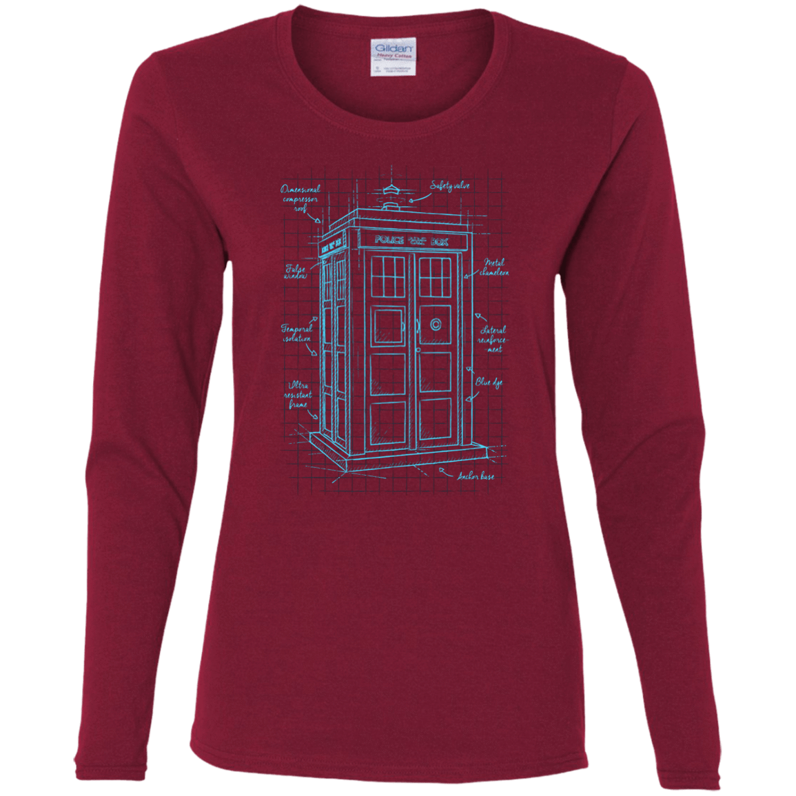 T-Shirts Cardinal / S Tardis Plan Women's Long Sleeve T-Shirt
