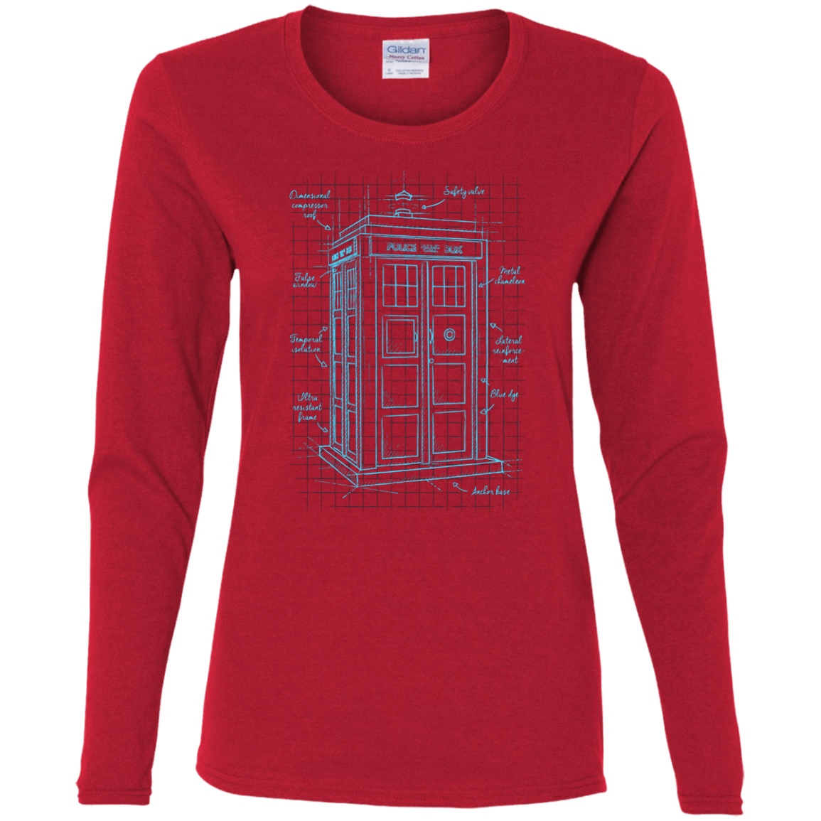 T-Shirts Red / S Tardis Plan Women's Long Sleeve T-Shirt
