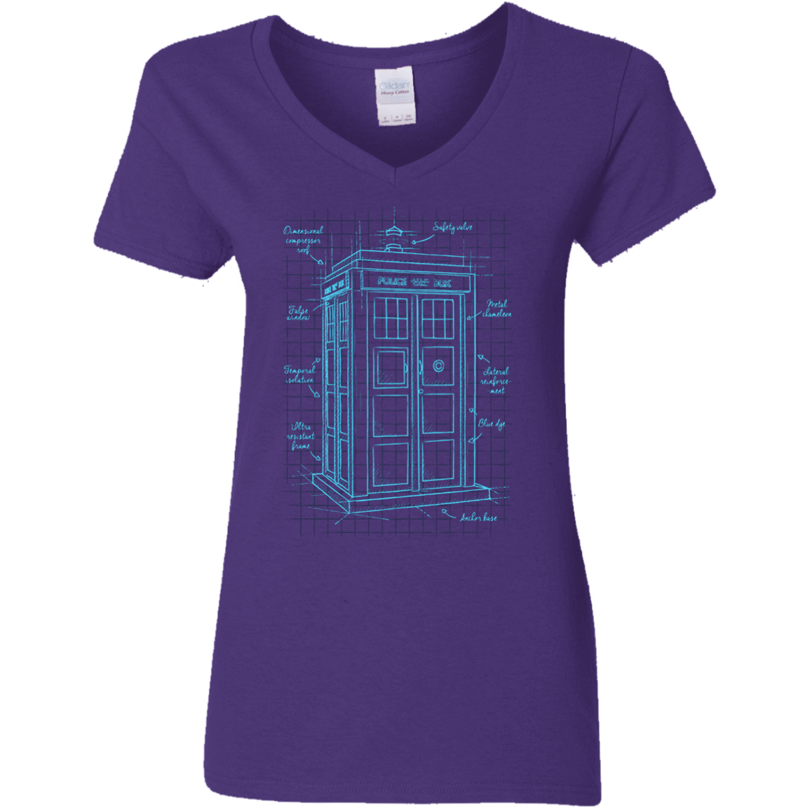 T-Shirts Purple / S Tardis Plan Women's V-Neck T-Shirt