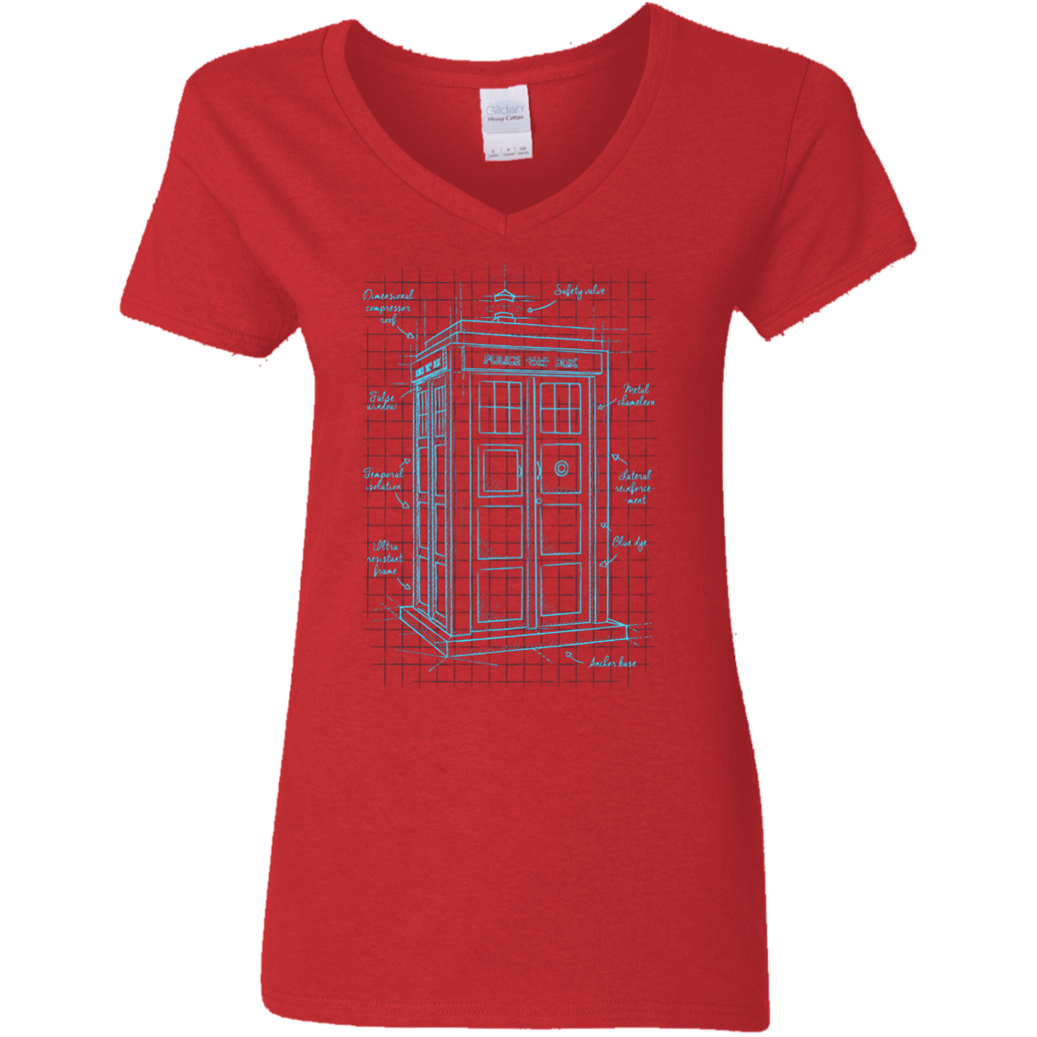 T-Shirts Red / S Tardis Plan Women's V-Neck T-Shirt