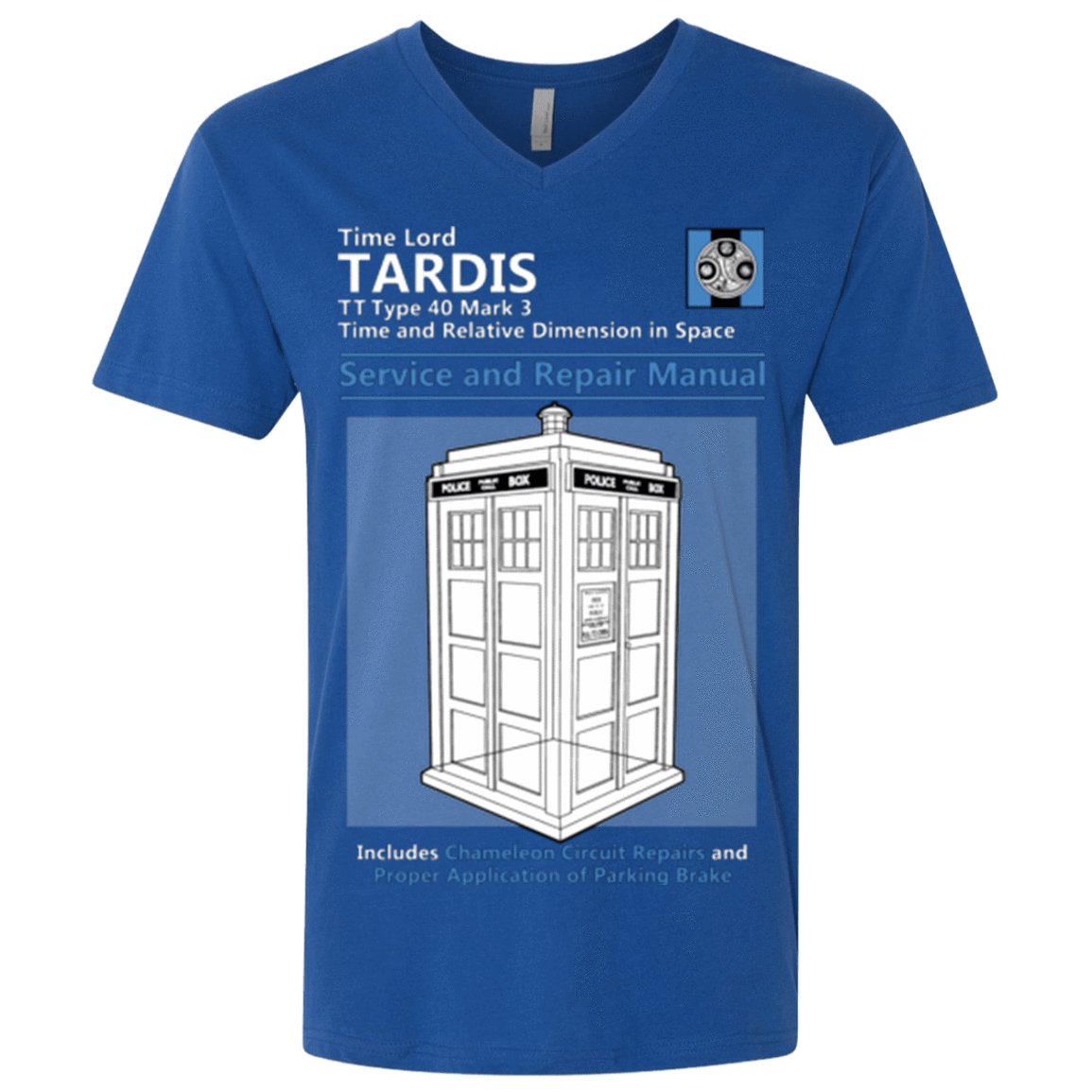 T-Shirts Royal / X-Small TARDIS SERVICE AND REPAIR MANUAL Men's Premium V-Neck
