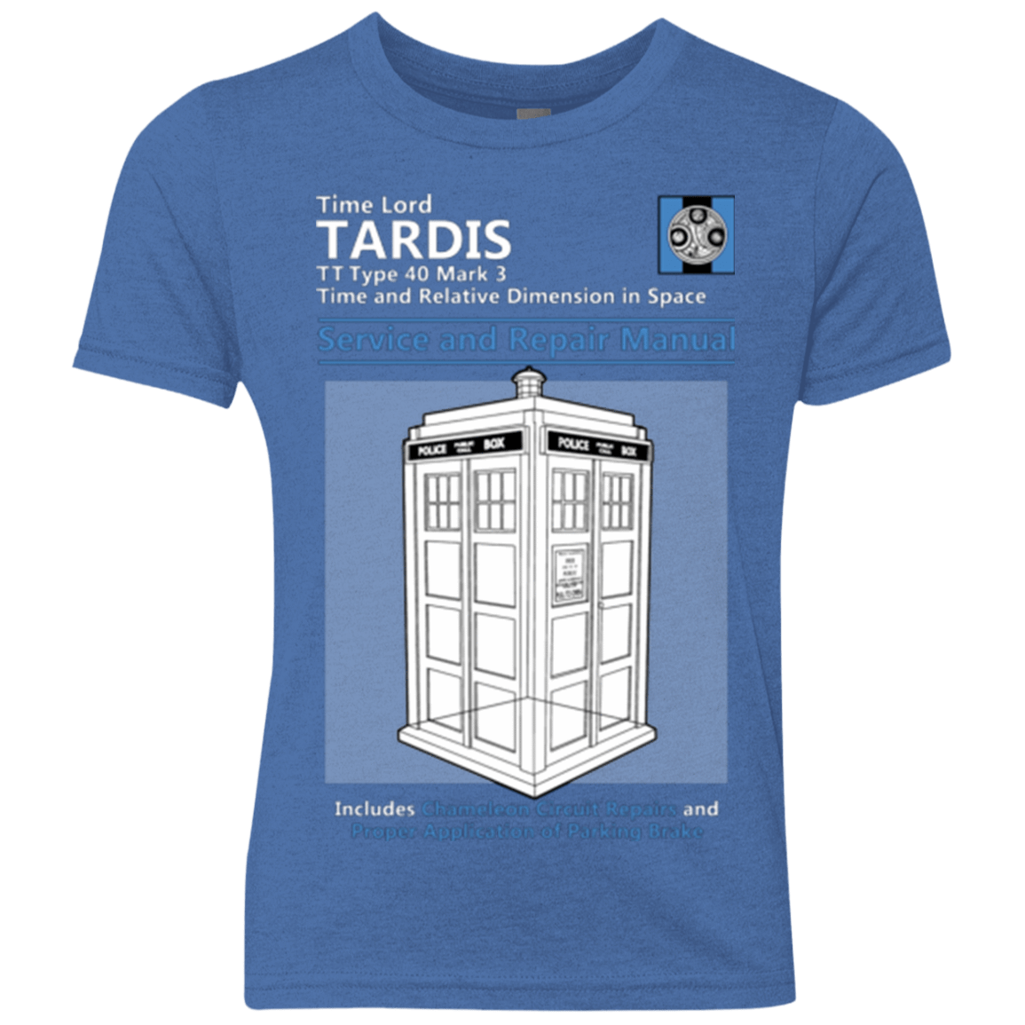 T-Shirts Vintage Royal / YXS TARDIS SERVICE AND REPAIR MANUAL Youth Triblend T-Shirt