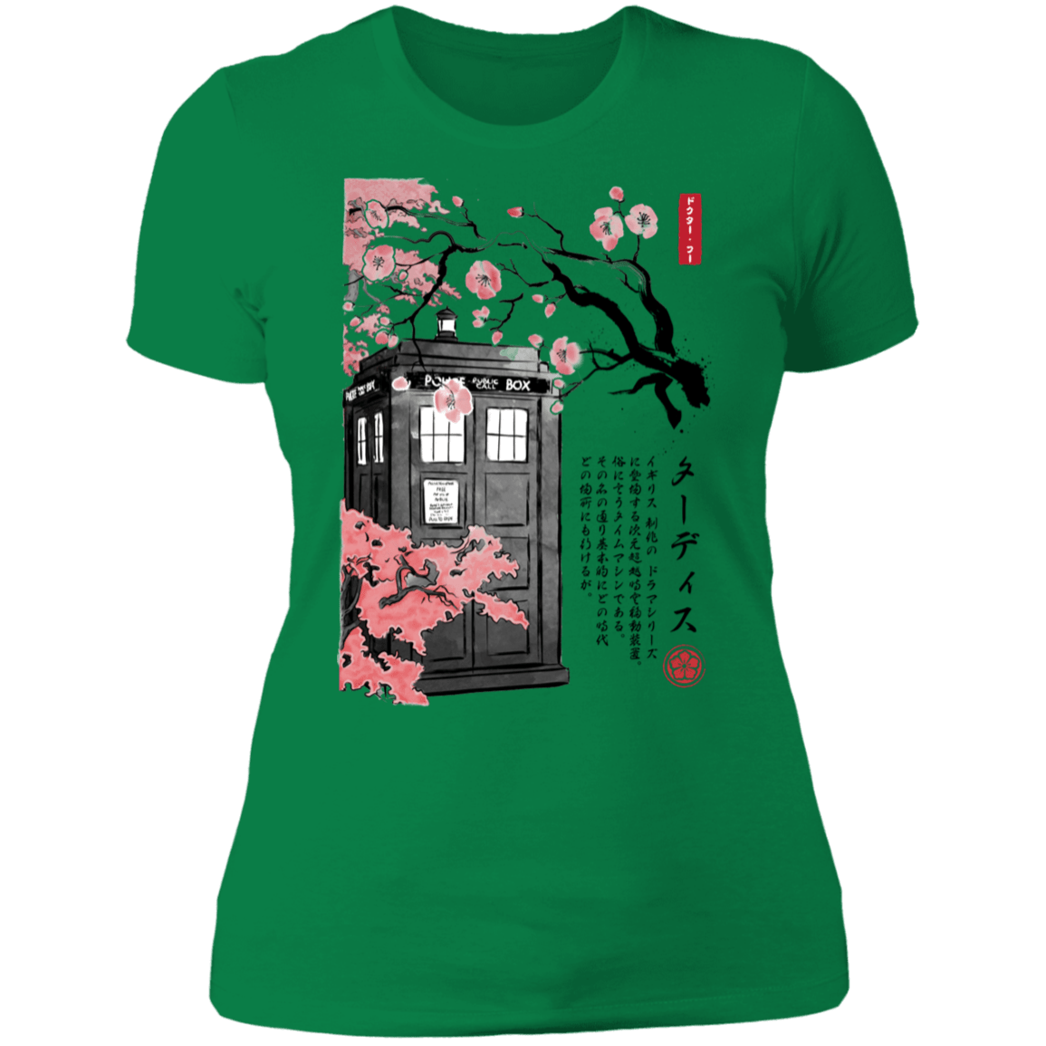 T-Shirts Kelly Green / S Tardis Sumi-e Women's Premium T-Shirt
