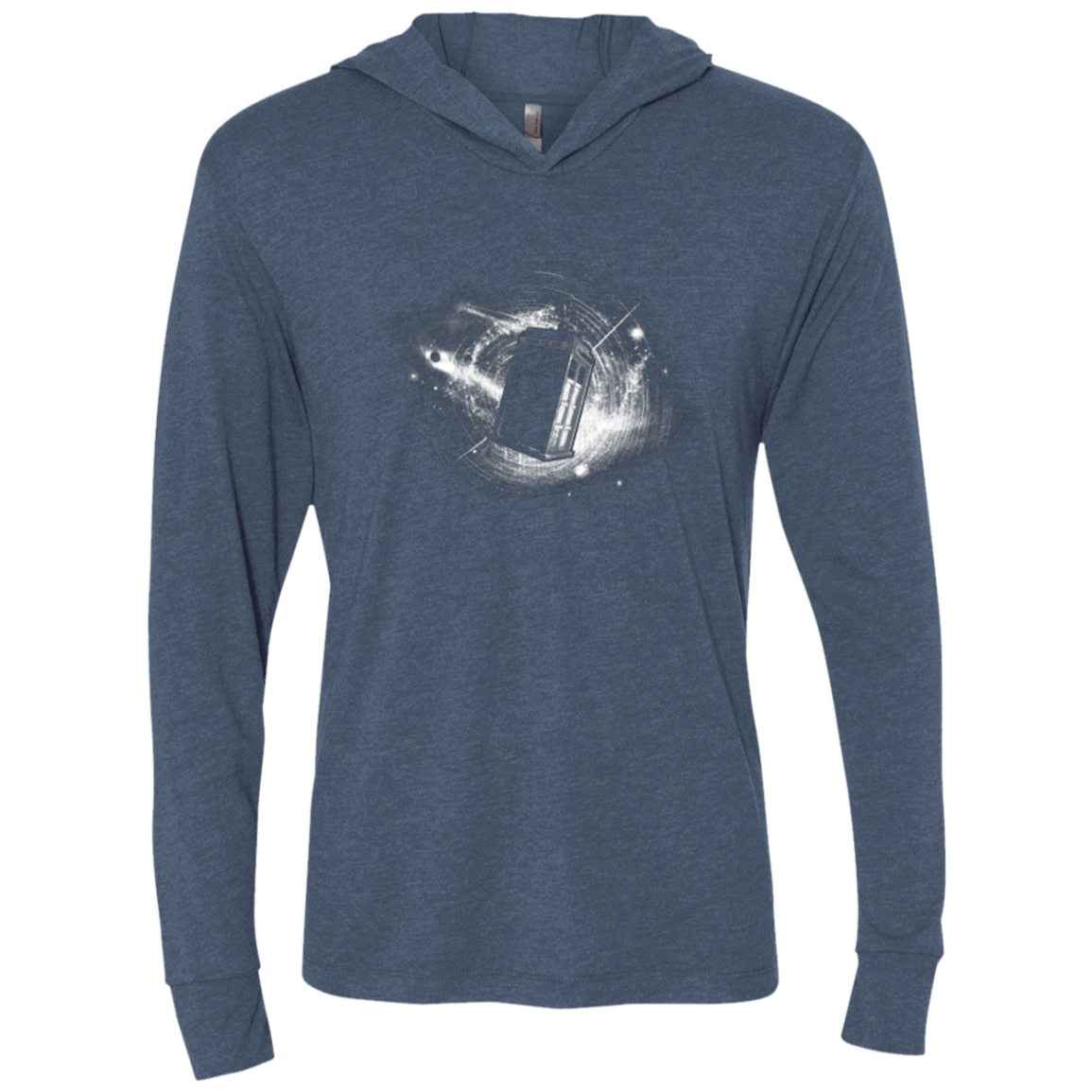 T-Shirts Indigo / X-Small Tardis Triblend Long Sleeve Hoodie Tee