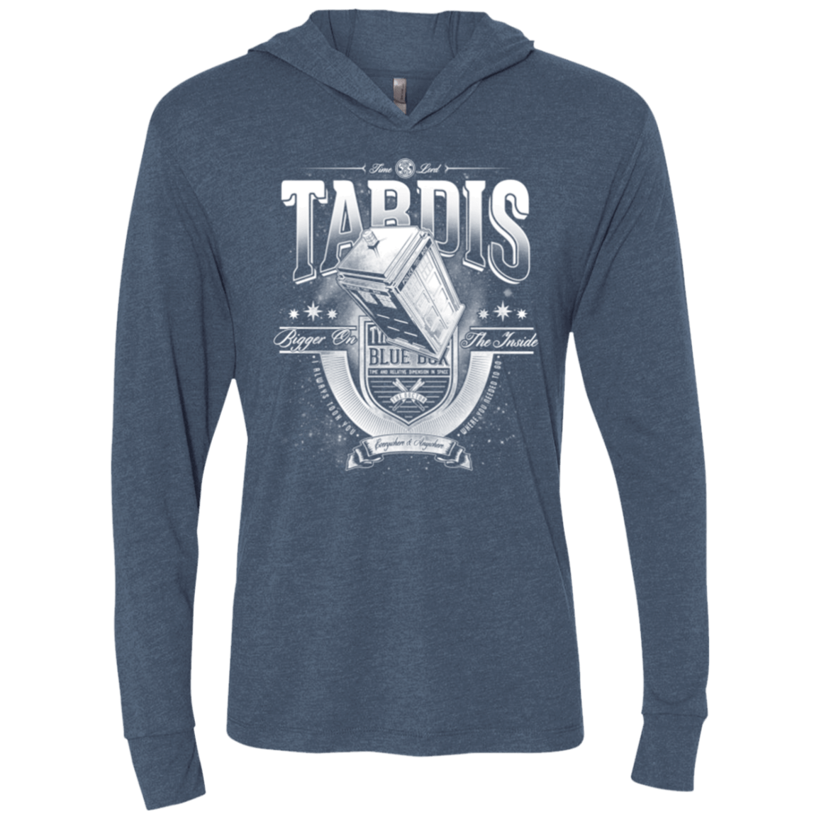 T-Shirts Indigo / X-Small Tardis Triblend Long Sleeve Hoodie Tee