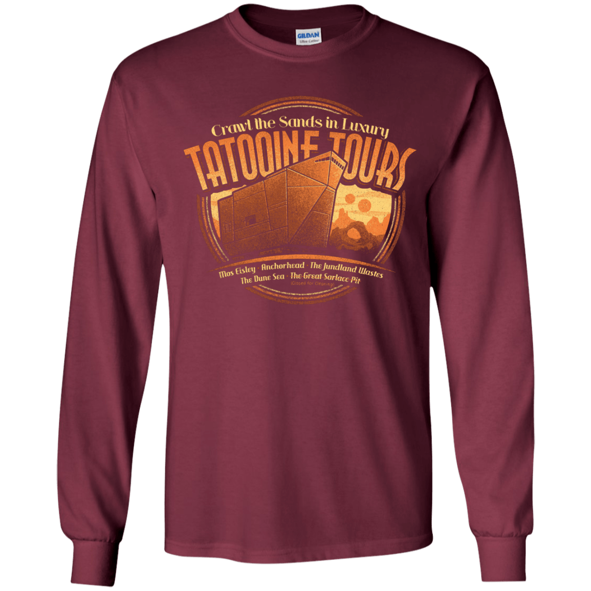 T-Shirts Maroon / YS Tatooine Tours Youth Long Sleeve T-Shirt