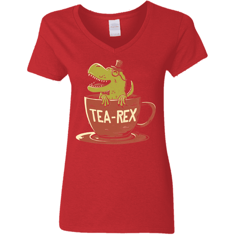 T-Shirts Red / S Tea-Rex Women's V-Neck T-Shirt