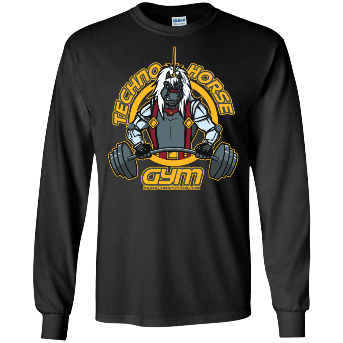 T-Shirts Black / S Techno Horse Gym Men's Long Sleeve T-Shirt