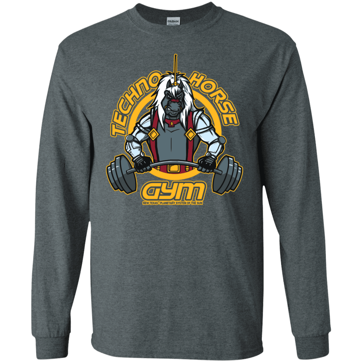 T-Shirts Dark Heather / S Techno Horse Gym Men's Long Sleeve T-Shirt