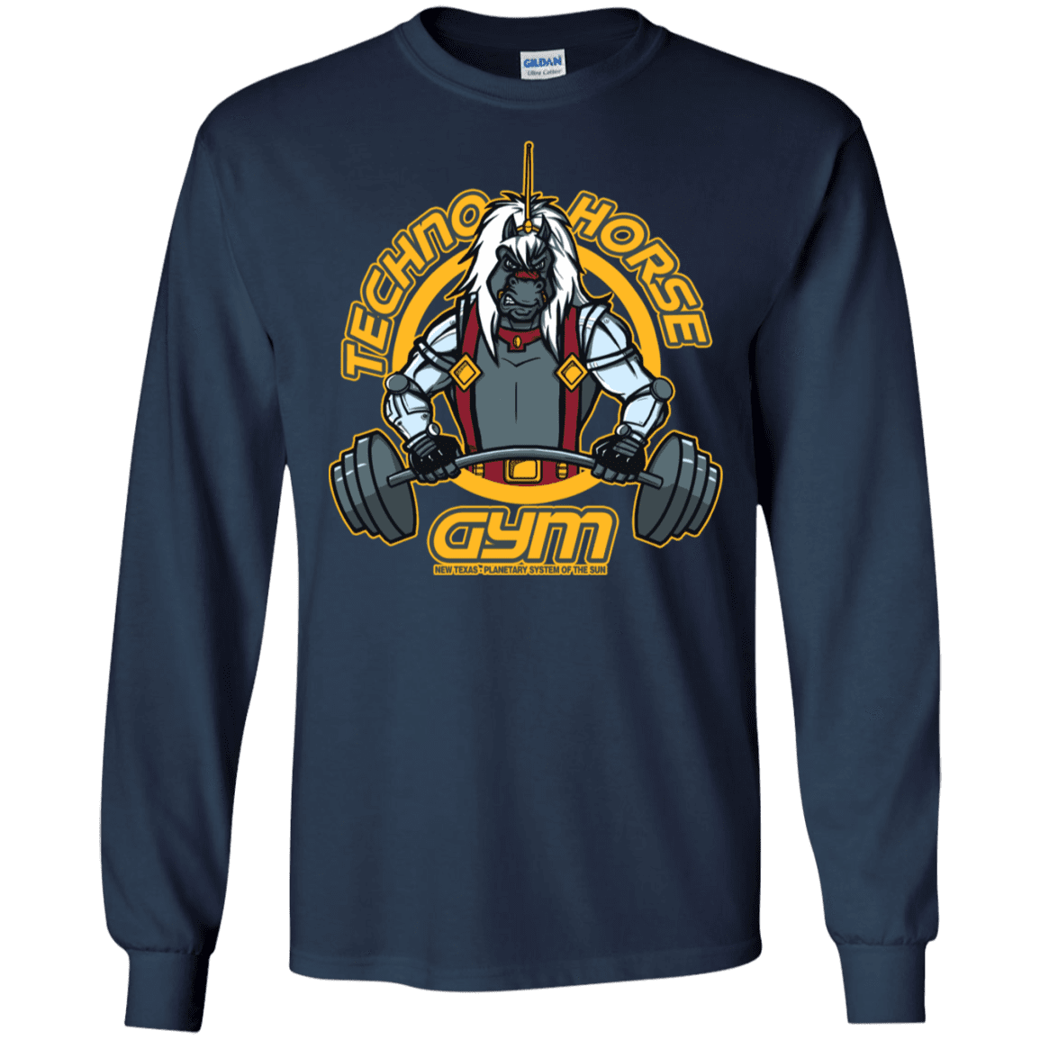 T-Shirts Navy / S Techno Horse Gym Men's Long Sleeve T-Shirt