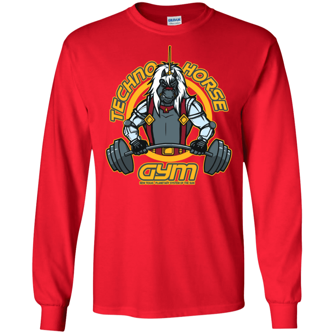 T-Shirts Red / S Techno Horse Gym Men's Long Sleeve T-Shirt