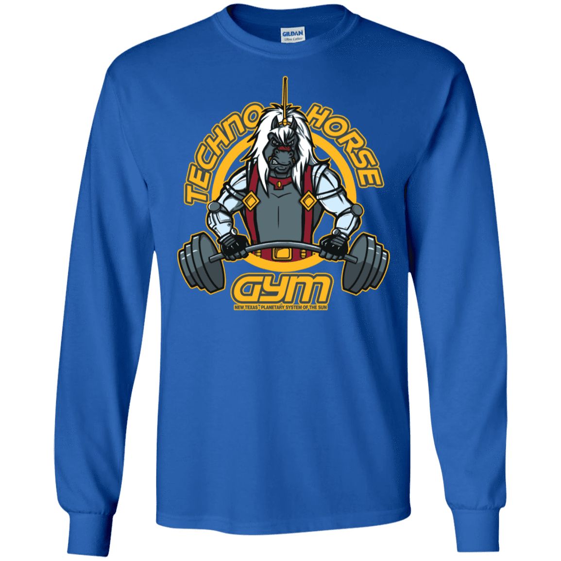 T-Shirts Royal / S Techno Horse Gym Men's Long Sleeve T-Shirt
