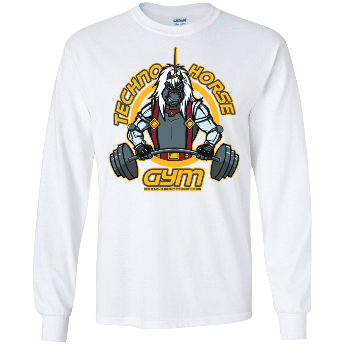 T-Shirts White / S Techno Horse Gym Men's Long Sleeve T-Shirt