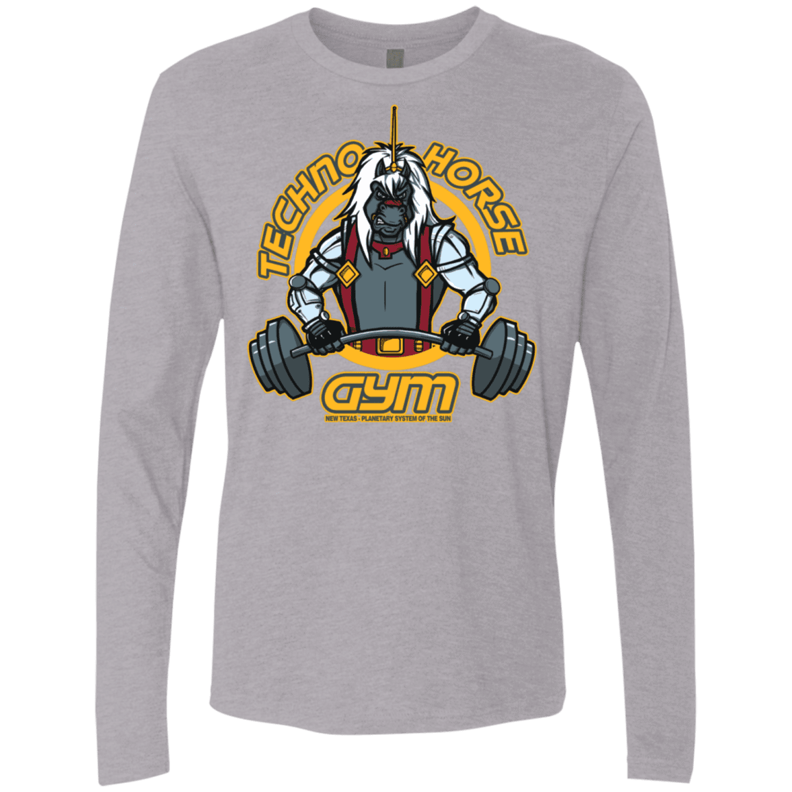 T-Shirts Heather Grey / S Techno Horse Gym Men's Premium Long Sleeve