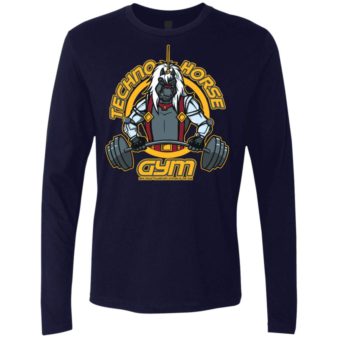 T-Shirts Midnight Navy / S Techno Horse Gym Men's Premium Long Sleeve