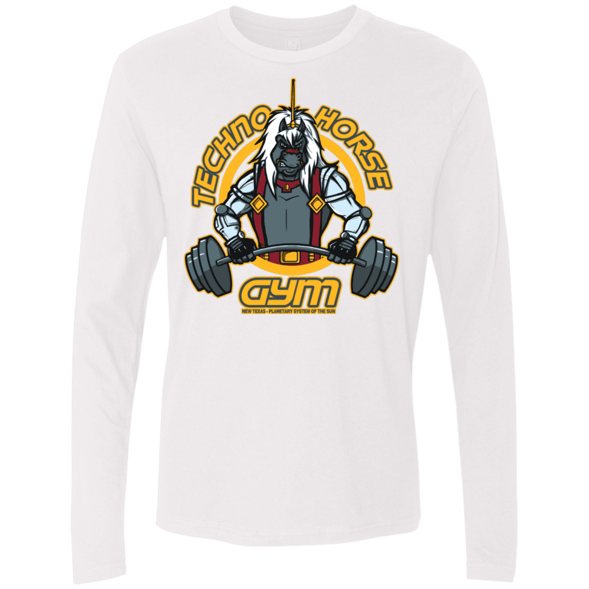 T-Shirts White / S Techno Horse Gym Men's Premium Long Sleeve