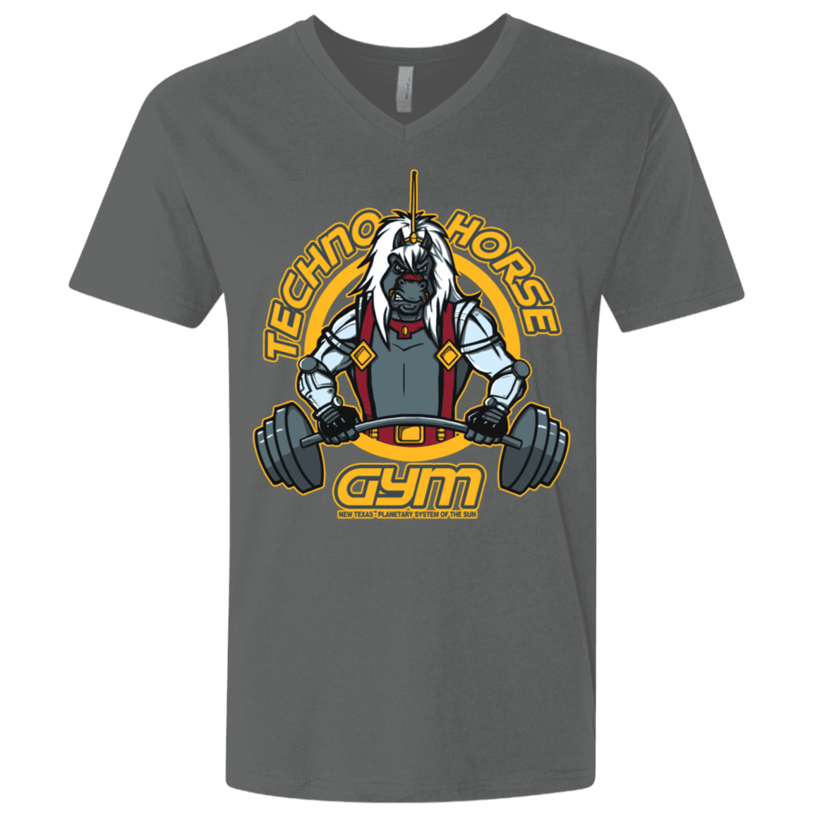 T-Shirts Heavy Metal / X-Small Techno Horse Gym Men's Premium V-Neck