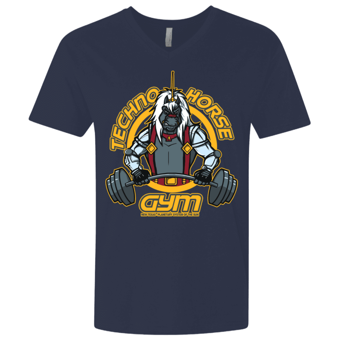 T-Shirts Midnight Navy / X-Small Techno Horse Gym Men's Premium V-Neck