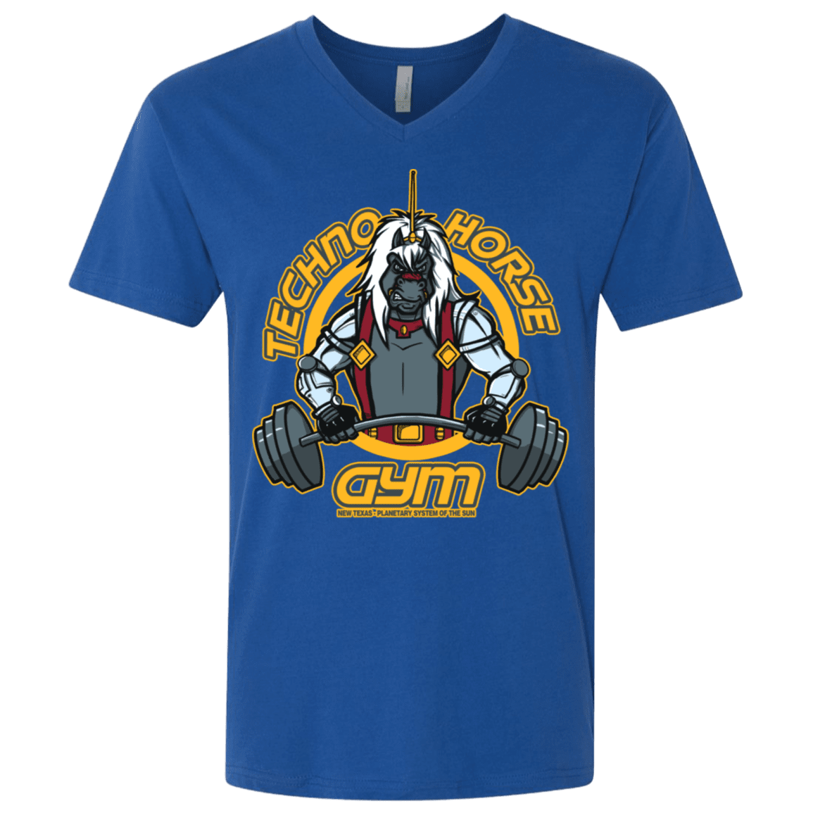 T-Shirts Royal / X-Small Techno Horse Gym Men's Premium V-Neck
