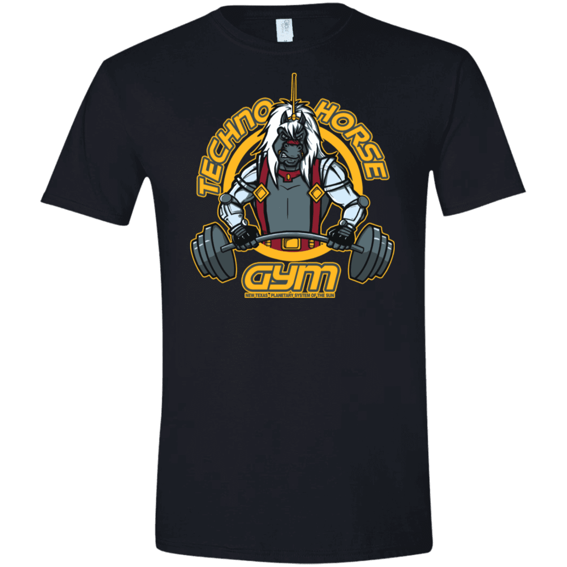 T-Shirts Black / X-Small Techno Horse Gym Men's Semi-Fitted Softstyle