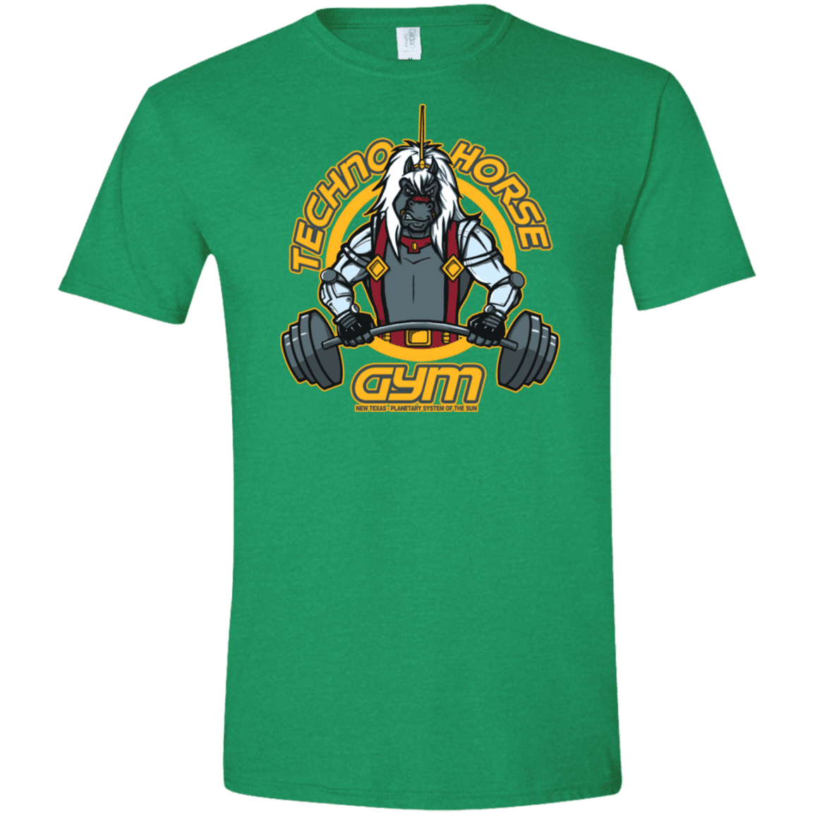 T-Shirts Heather Irish Green / M Techno Horse Gym Men's Semi-Fitted Softstyle