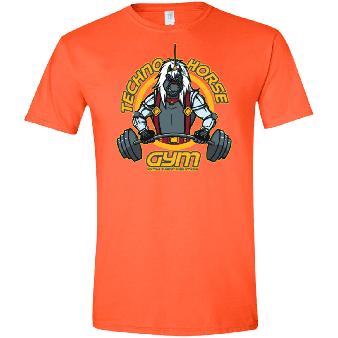 T-Shirts Orange / S Techno Horse Gym Men's Semi-Fitted Softstyle
