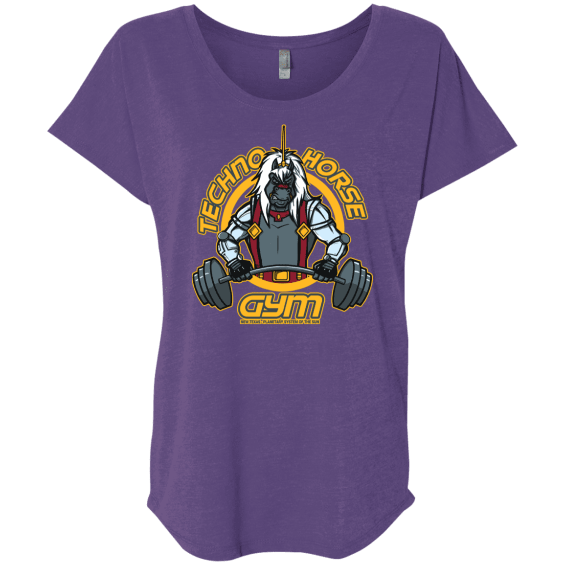 T-Shirts Purple Rush / X-Small Techno Horse Gym Triblend Dolman Sleeve