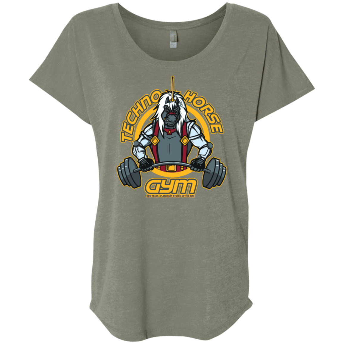 T-Shirts Venetian Grey / X-Small Techno Horse Gym Triblend Dolman Sleeve