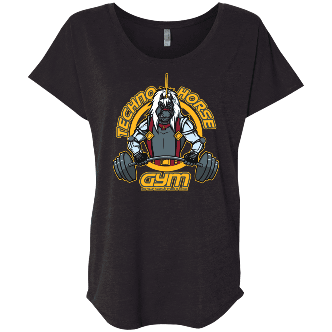 T-Shirts Vintage Black / X-Small Techno Horse Gym Triblend Dolman Sleeve