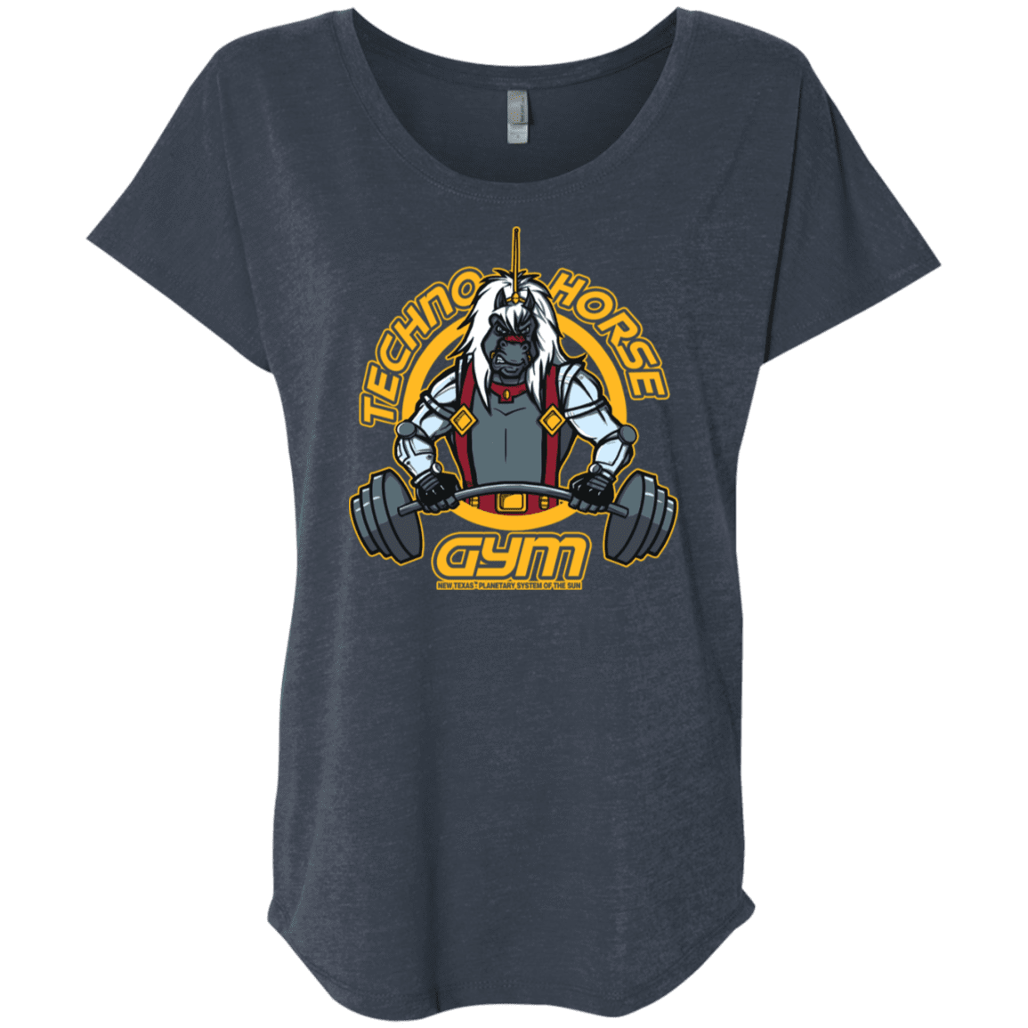 T-Shirts Vintage Navy / X-Small Techno Horse Gym Triblend Dolman Sleeve