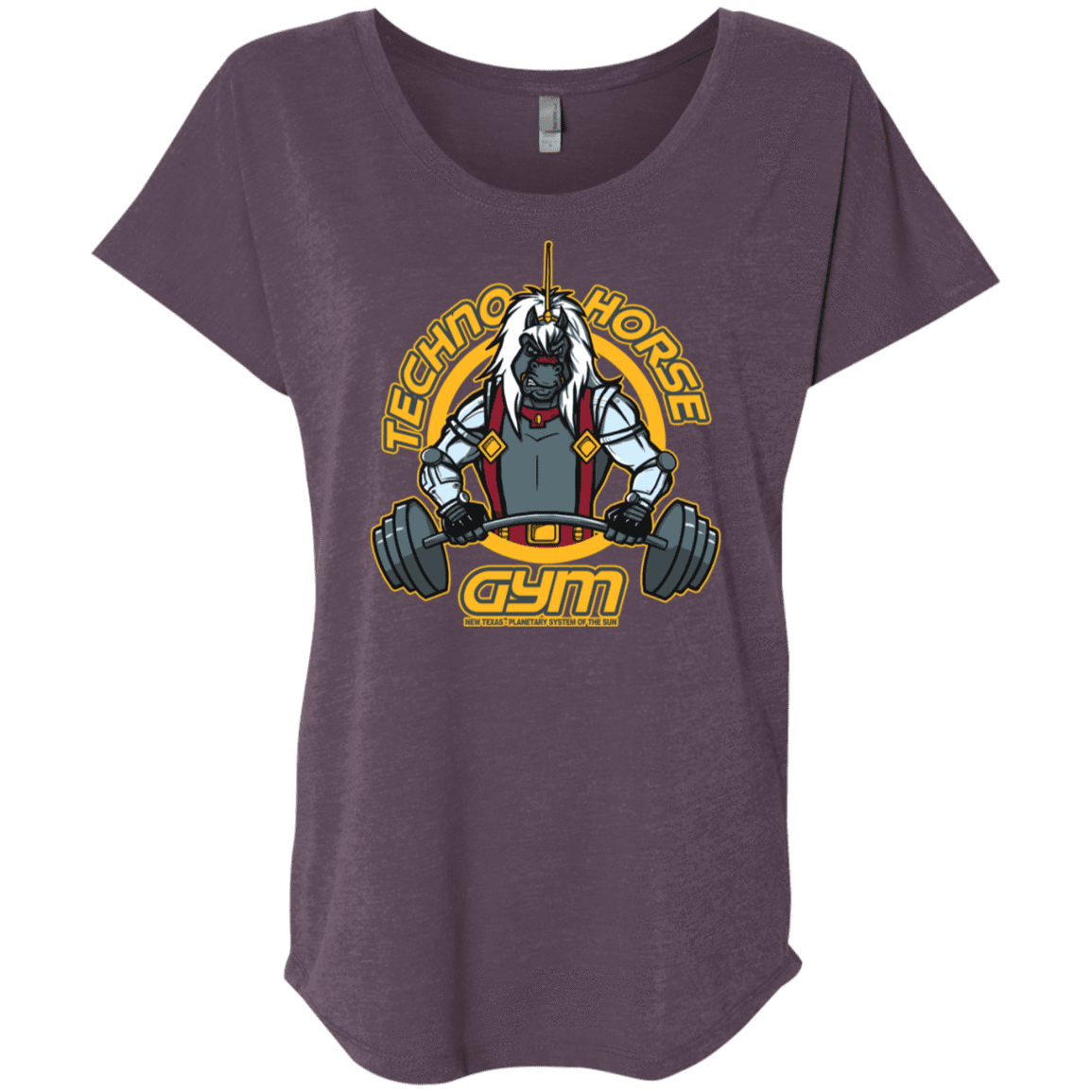 T-Shirts Vintage Purple / X-Small Techno Horse Gym Triblend Dolman Sleeve