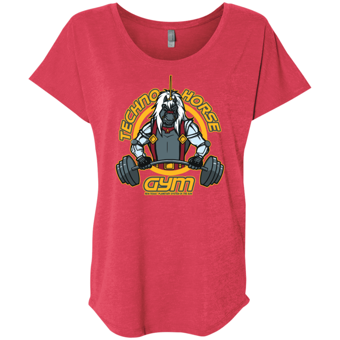 T-Shirts Vintage Red / X-Small Techno Horse Gym Triblend Dolman Sleeve