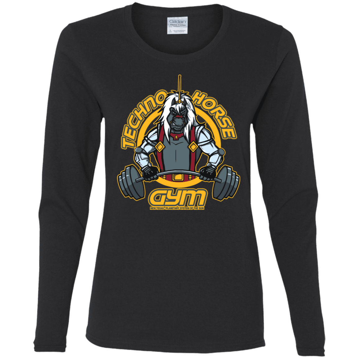 T-Shirts Black / S Techno Horse Gym Women's Long Sleeve T-Shirt