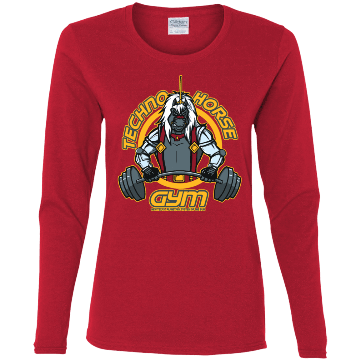 T-Shirts Red / S Techno Horse Gym Women's Long Sleeve T-Shirt