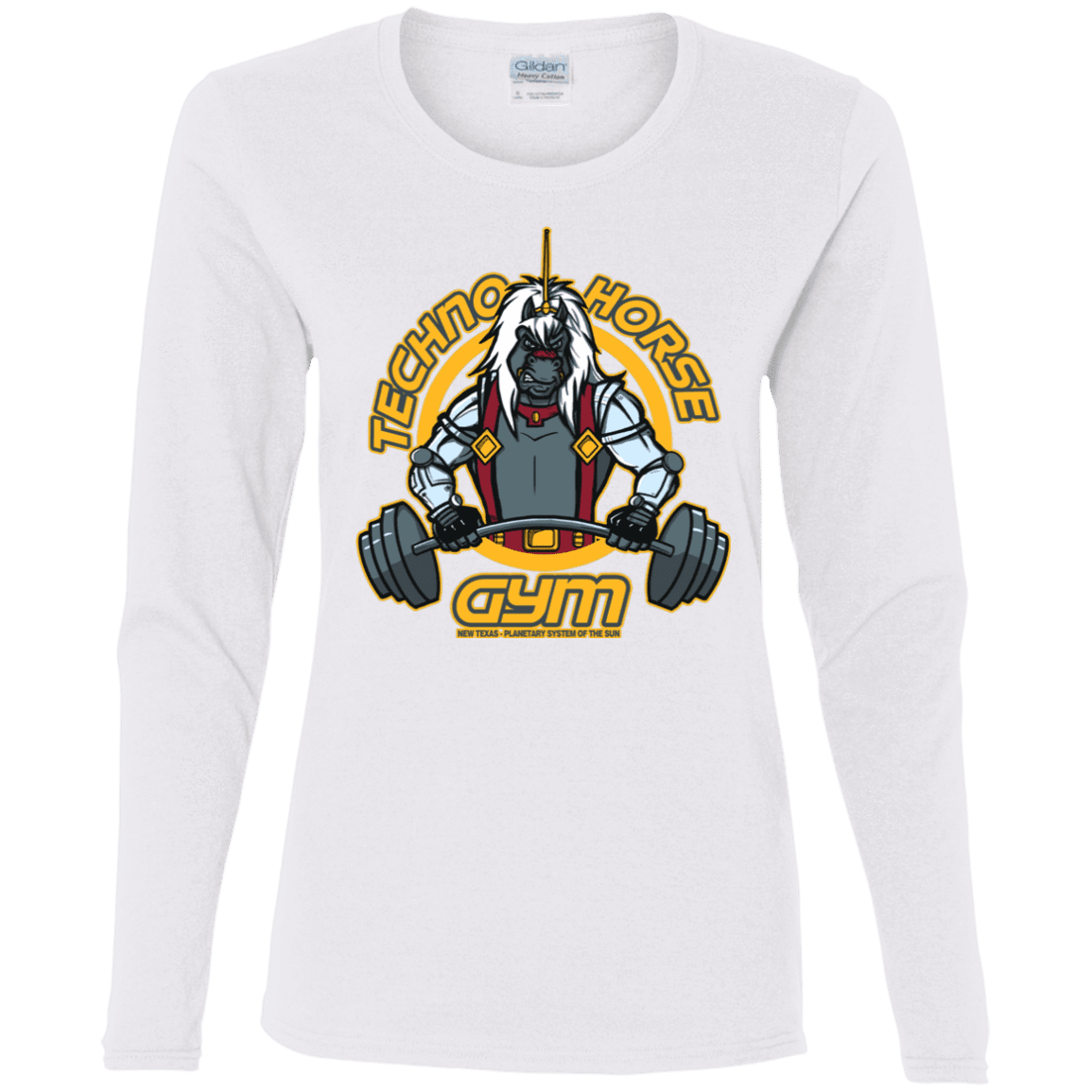 T-Shirts White / S Techno Horse Gym Women's Long Sleeve T-Shirt