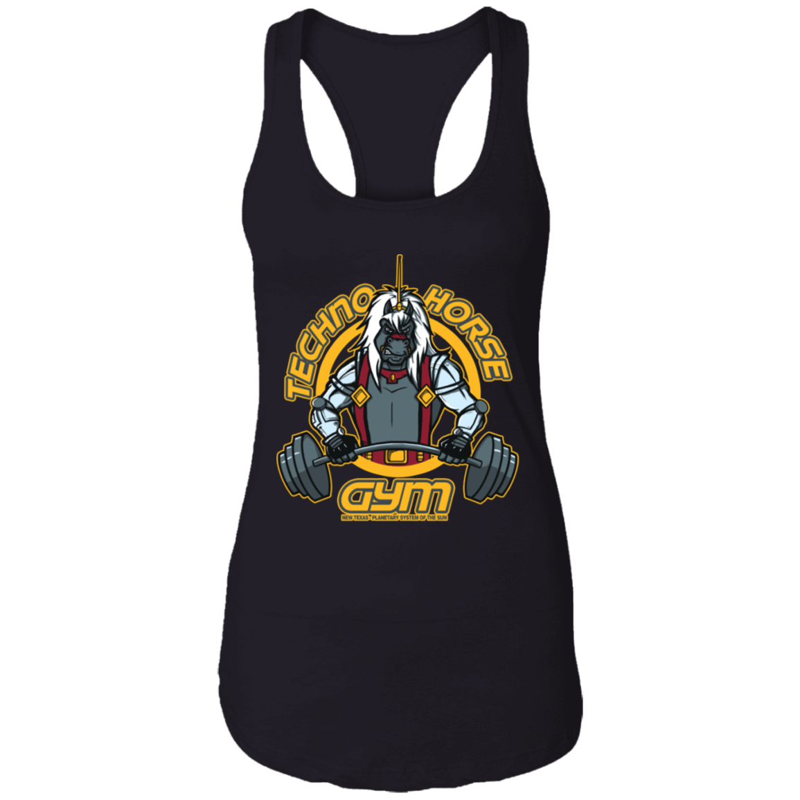 T-Shirts Black / X-Small Techno Horse Gym Women's Racerback Tank