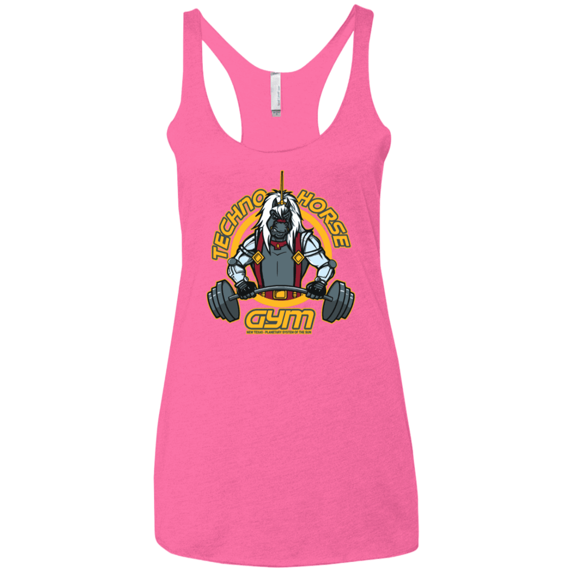 T-Shirts Vintage Pink / X-Small Techno Horse Gym Women's Triblend Racerback Tank