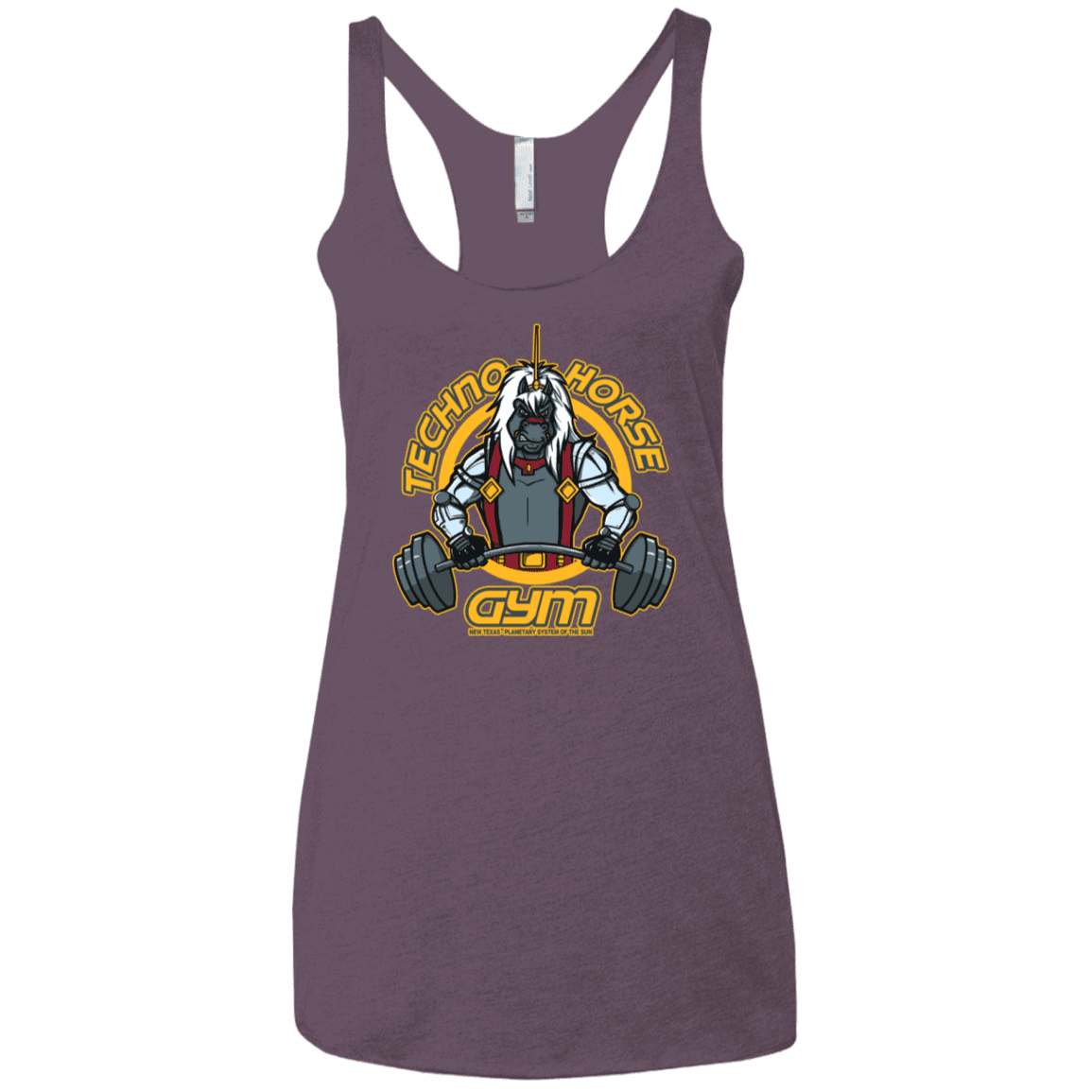T-Shirts Vintage Purple / X-Small Techno Horse Gym Women's Triblend Racerback Tank