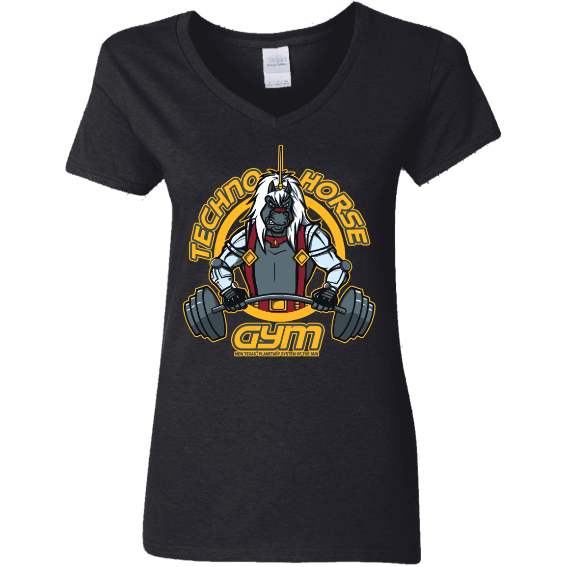 T-Shirts Black / S Techno Horse Gym Women's V-Neck T-Shirt